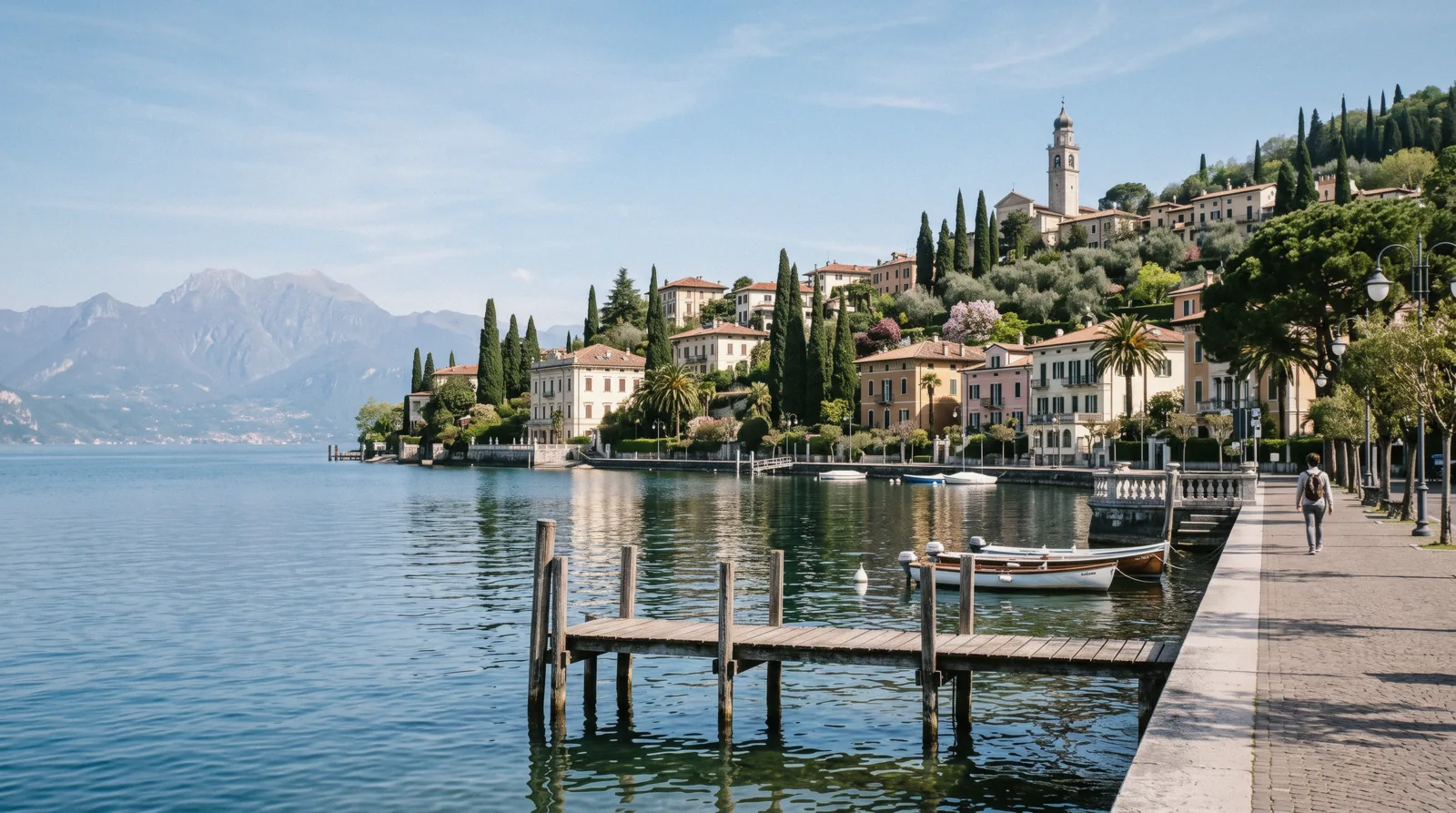 Gardone Riviera on the west shore of Lake Garda, Italy, villas and gardens above the water