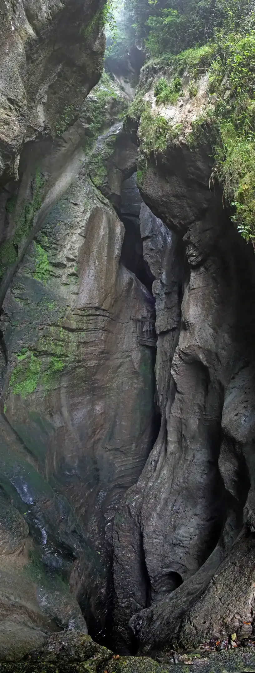 The upper gorge of the Cascata del Varone with its viewing balcony near Riva del Garda, Lake Garda, Italy