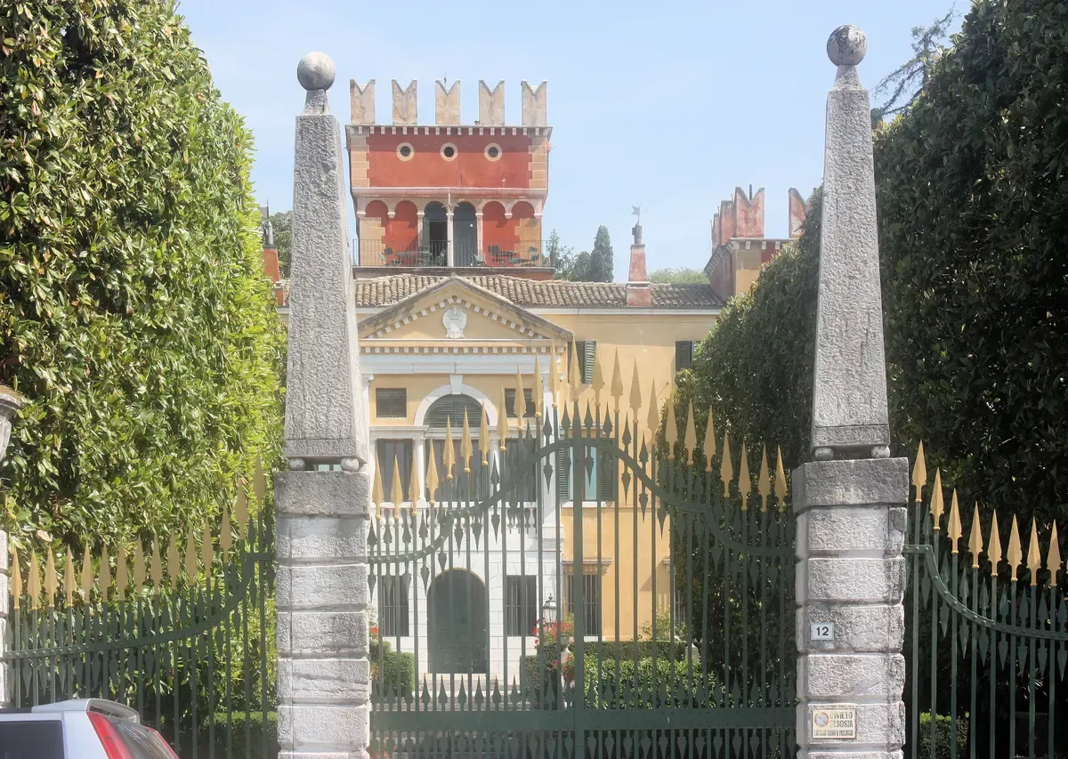 Villa Albertini at the end of the lakefront promenade in Garda town, Lake Garda, Italy