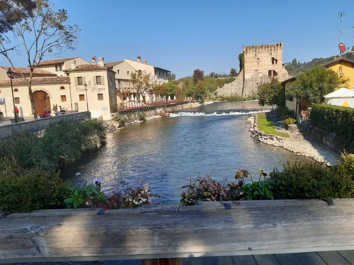 The Mincio river at Borghetto sul Mincio on the cycle path from Lake Garda, Italy to Mantua