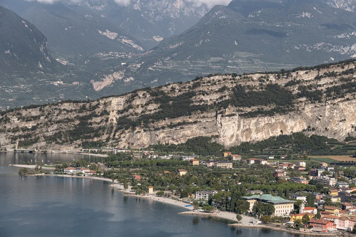 Torbole and Monte Brione seen from the Busatte-Tempesta trail above Lake Garda, Italy