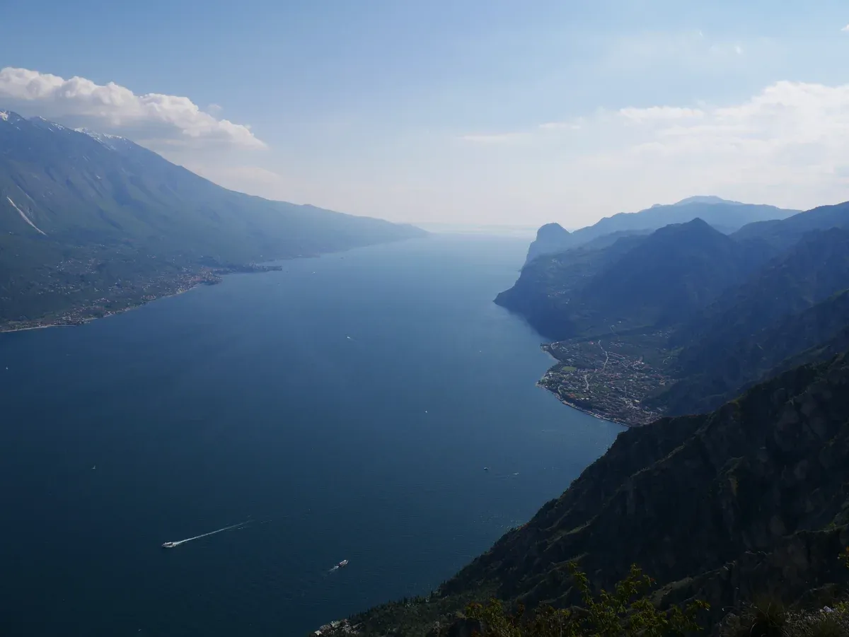Lake Garda, Italy seen south from the Punta Larici viewpoint above Pregasina
