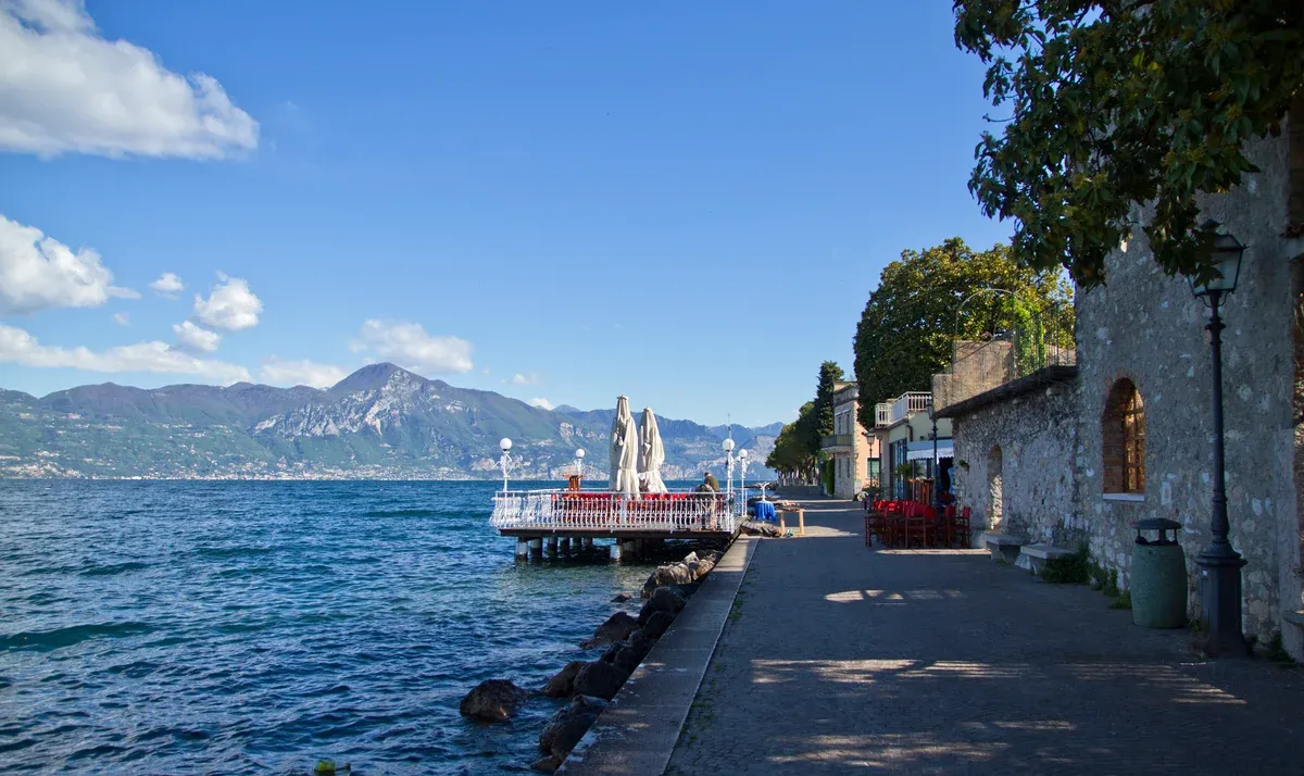 Torri del Benaco lakefront, the east end of the Maderno-Torri car ferry on Lake Garda, Italy