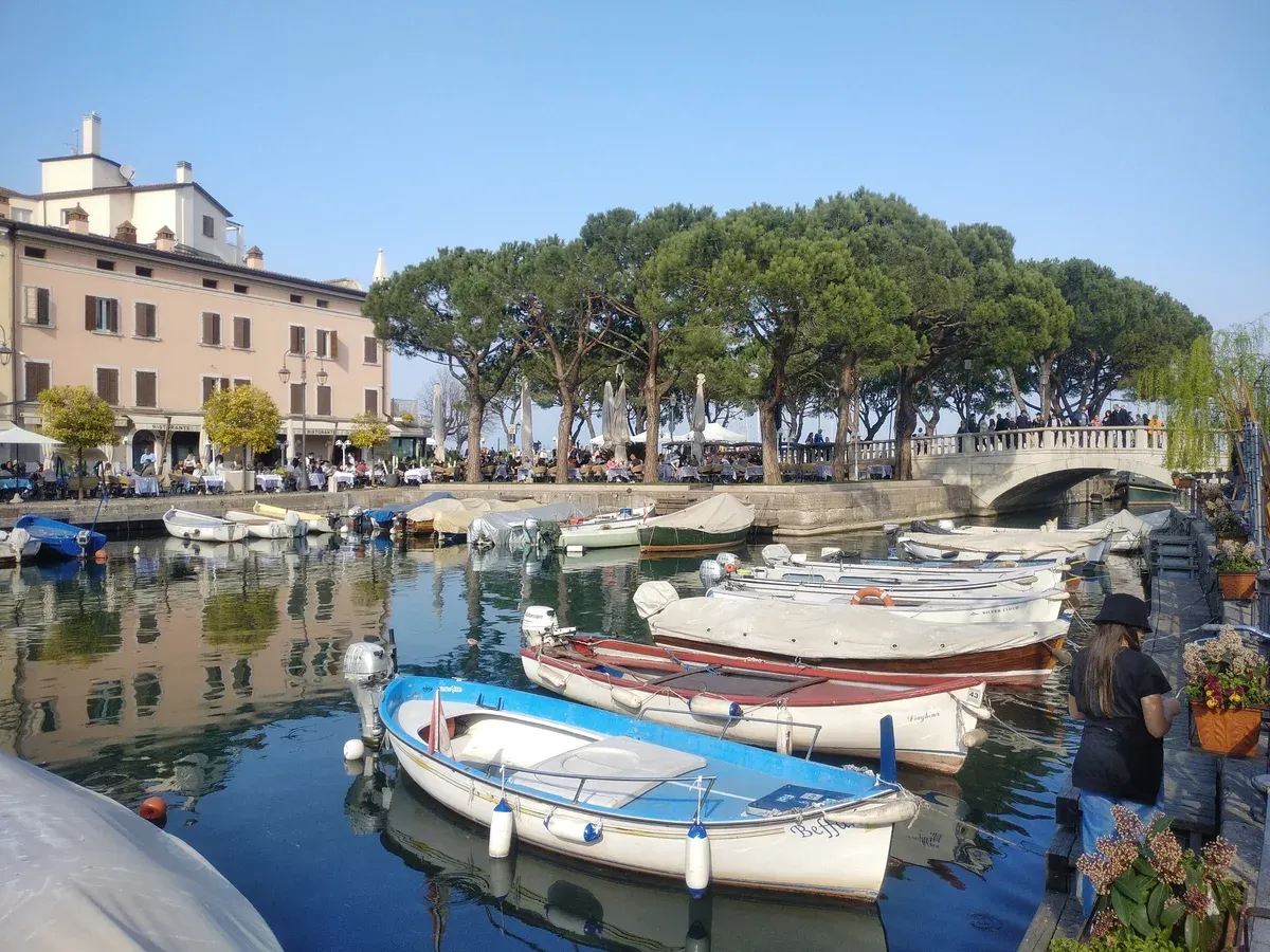 Boats in the old port of Desenzano del Garda, the one base for Lake Garda in 3 days, Italy