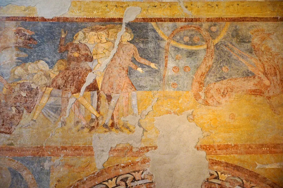 Medieval frescoes in the church of San Severo in Bardolino on the east shore, a Lake Garda in 3 days stop, Italy