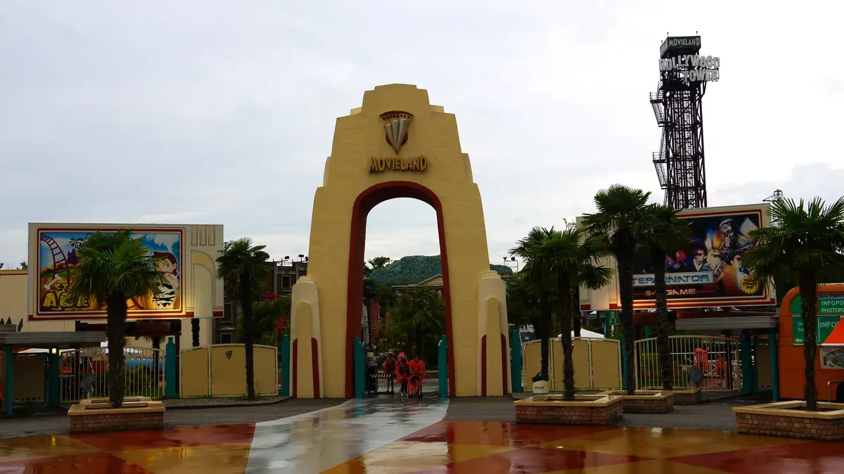 The entrance arch of Movieland Park in Lazise on Lake Garda, Italy