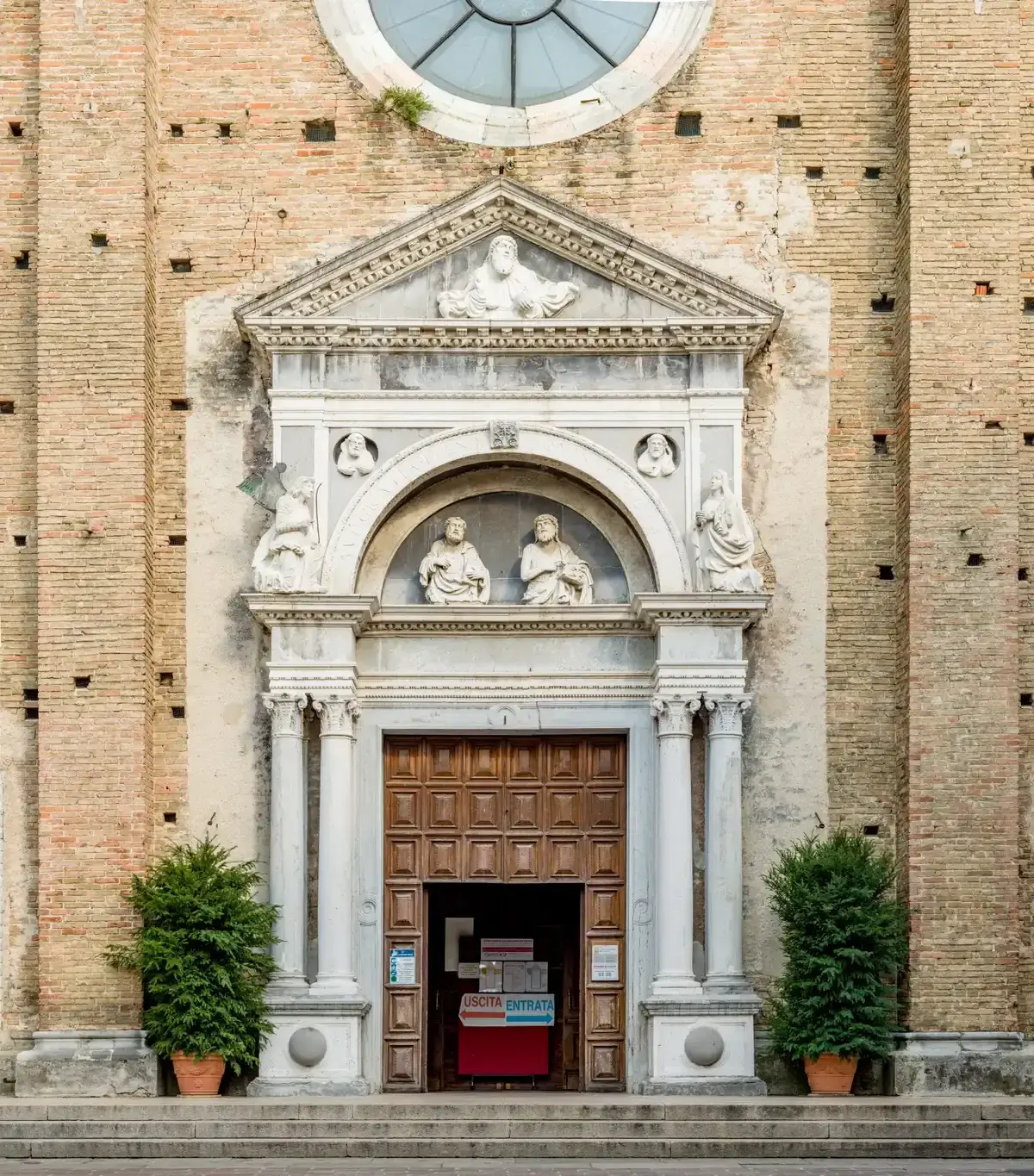The marble portal of the Duomo of Salò, Italy, on Lake Garda, by Gasparo Cairano and Antonio Mangiacavalli