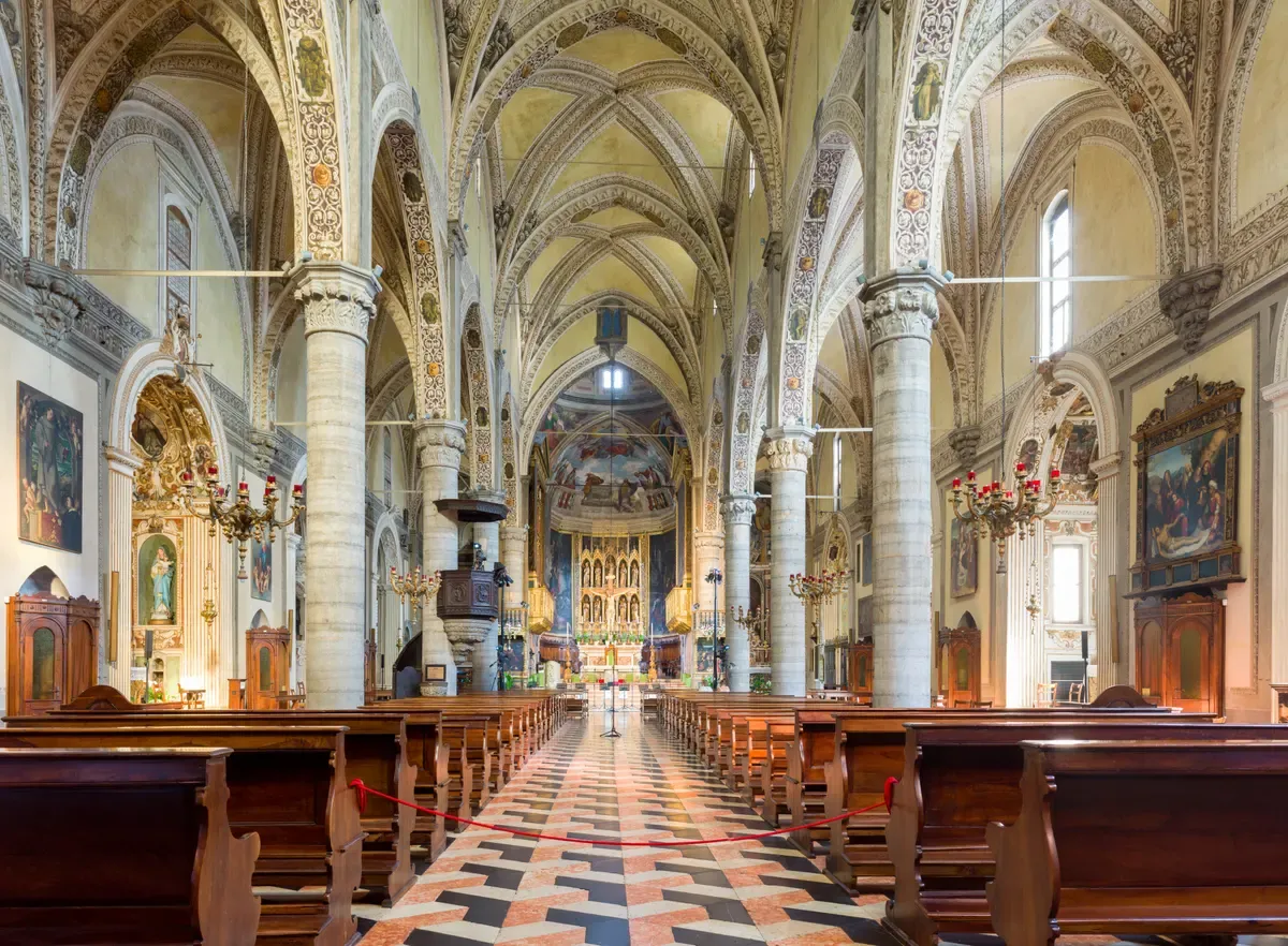 The late Gothic nave of the Duomo of Santa Maria Annunziata in Salò, Italy, on Lake Garda